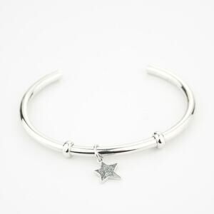 Coach Silver Glitter Star Charm Cuff Bracelet
